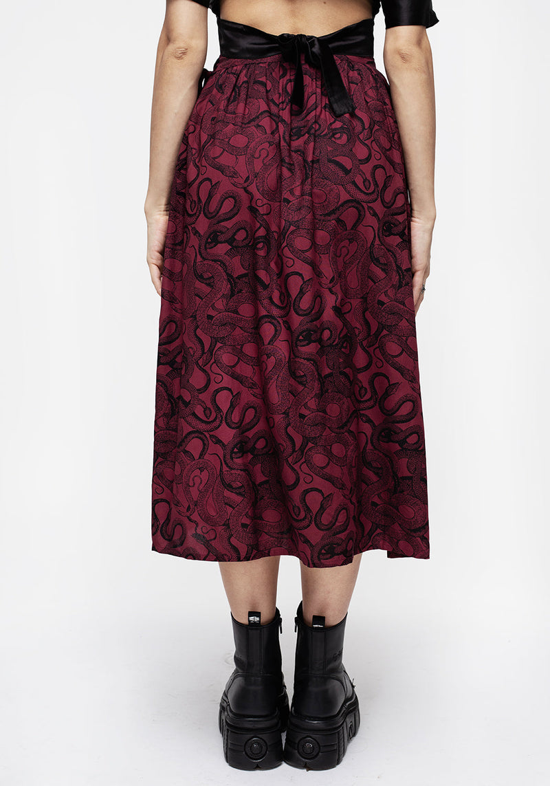 Ophidia Snakes Print Wrap Skirt - Red