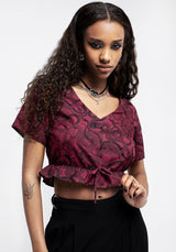 Ophidia Schlangen Druck Krawatte Detail Kurz Top - Rot