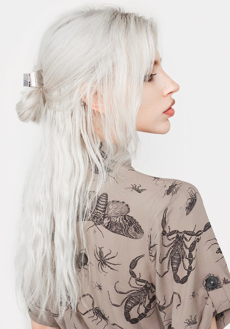 Parasite Bugs Print Mini Short Sleeve Shirt Dress - Taupe