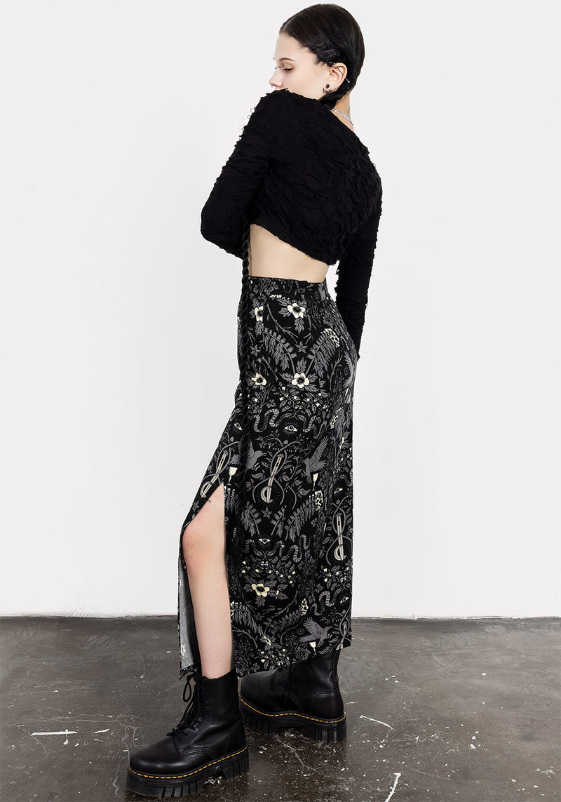 Hecate's Garden Split Midi Skirt