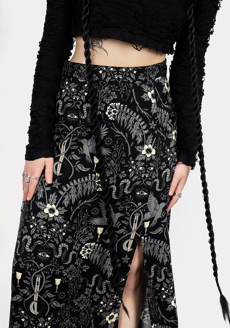 Hecate's Garden Split Midi Skirt