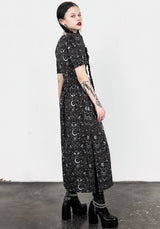 Stellaluna V Neck Button Short Sleeve Midaxi Dress