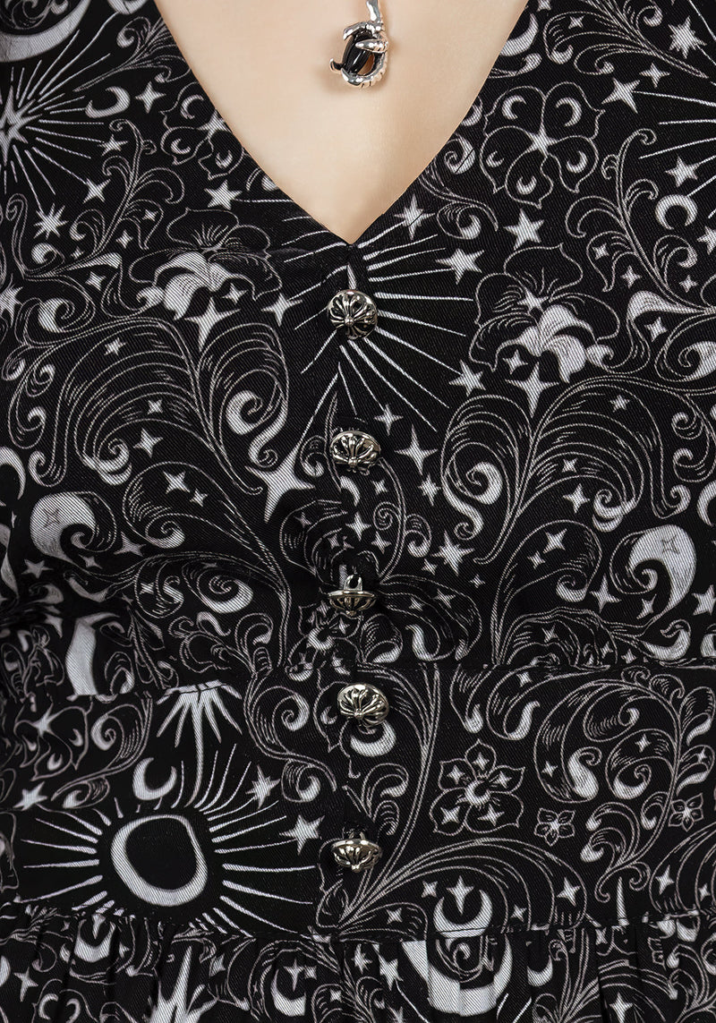 Stellaluna V Neck Button Short Sleeve Midaxi Dress