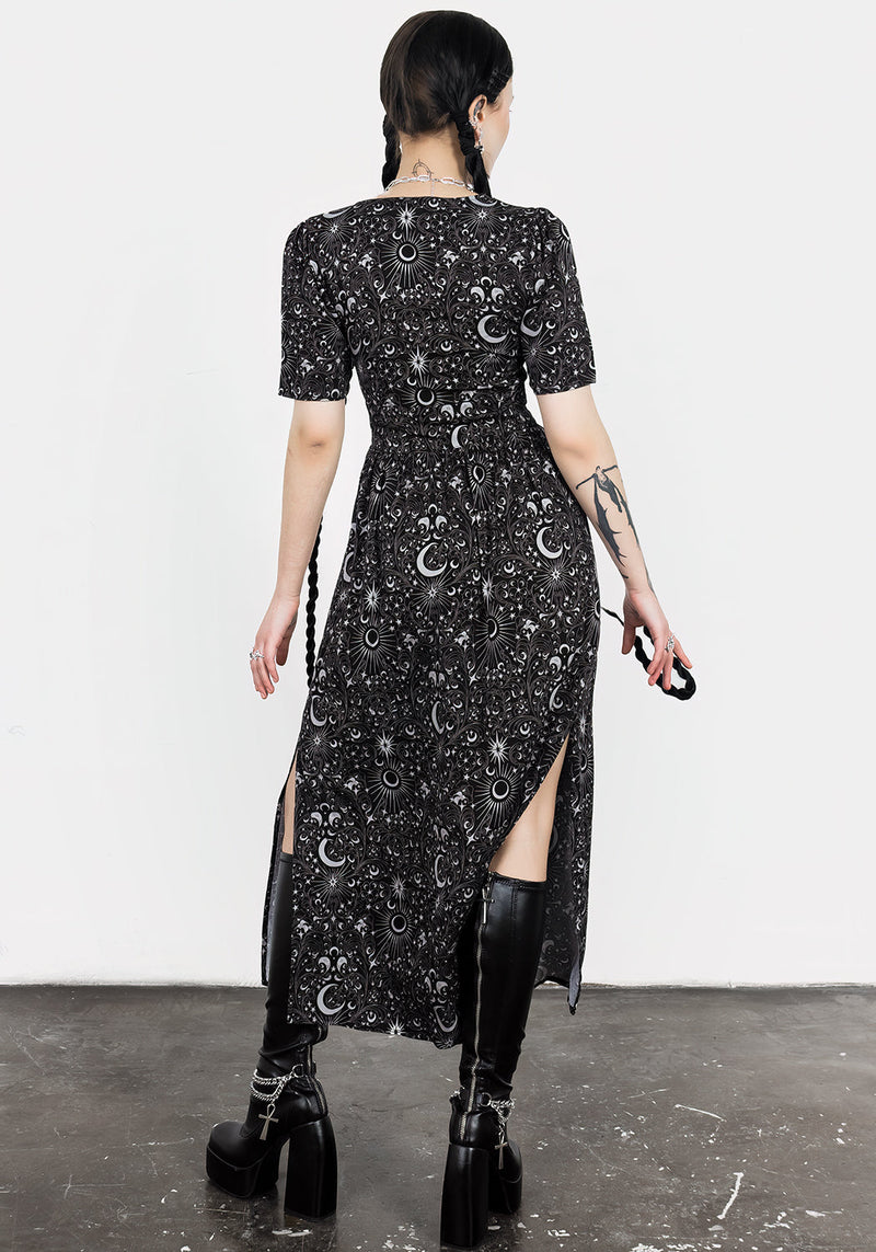 Stellaluna V Neck Button Short Sleeve Midaxi Dress