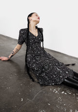 Stellaluna V Neck Button Short Sleeve Midaxi Dress