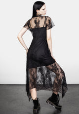 Mourning Lace Cascade Midaxi Dress