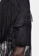 Mourning Lace Cascade Midaxi Dress