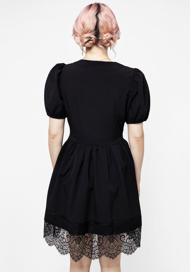 Mortuary Lace Button Up Mini Dress