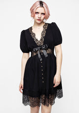 Mortuary Lace Button Up Mini Dress