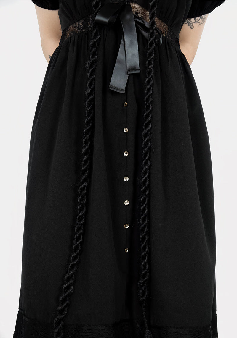 Mortuary Lace Button Up Midi Dress