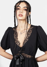 Mortuary Lace Button Up Midi Dress