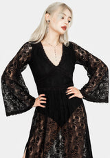 Morella Sheer Skull Lace Bodysuit Midaxi Dress