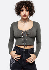 Laurel Lace Up Long Sleeve Crop Top