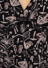 Mycophile Mushroom Print Mini Ruffle Dress