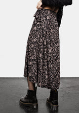 Mycophile Mushroom Print Midaxi Wrap Skirt