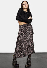 Mycophile Mushroom Print Midaxi Wrap Skirt