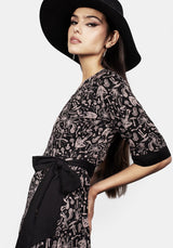 Mycophile Mushroom Print Wrap Midi Dress