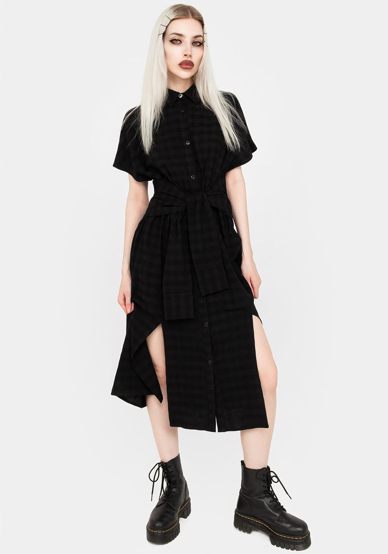 Hattie Shirt Sleeve Tie Waist Shirt Dress