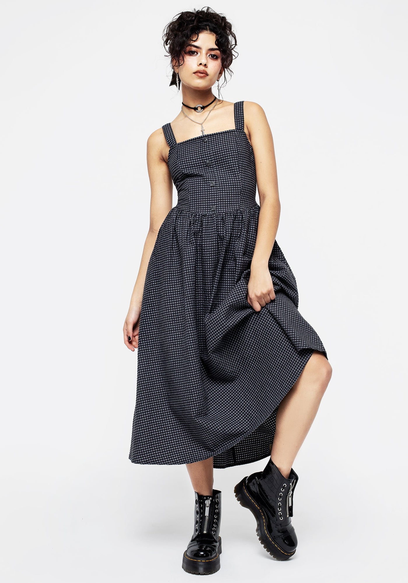 apron midi dress Disturbia | Faythe Apron Midi Dress