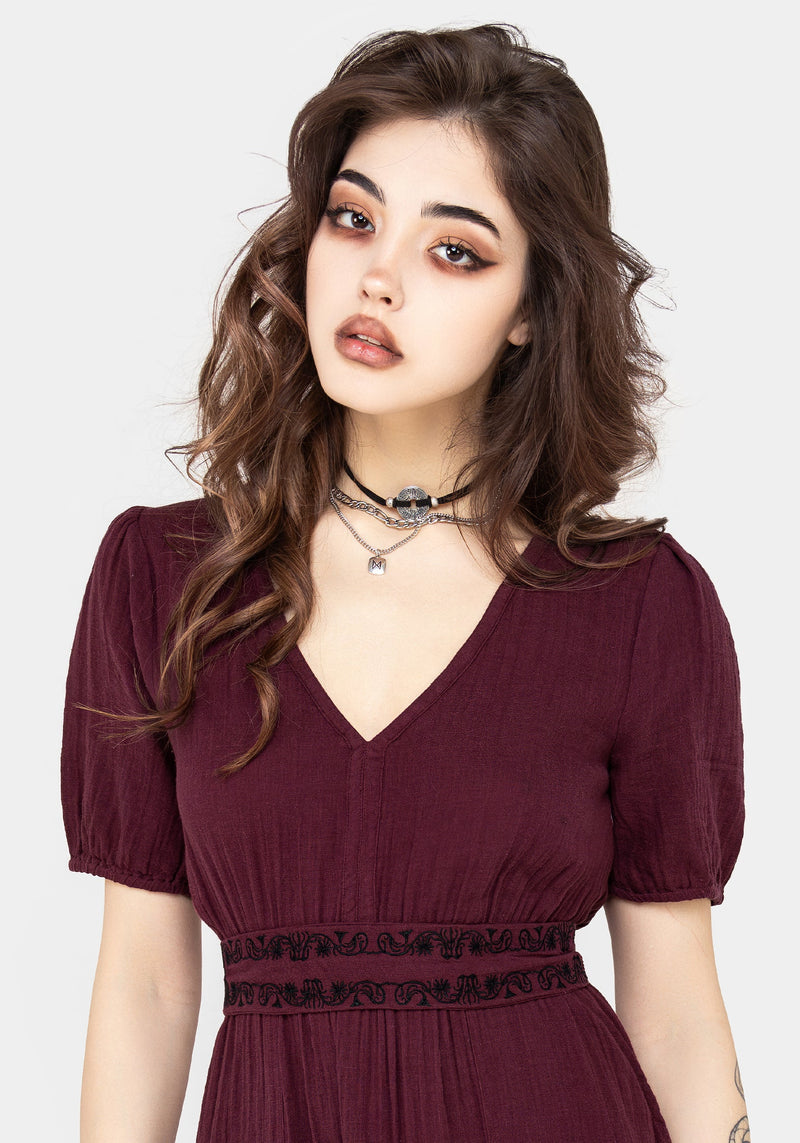 Poultice Embroidered Cotton Midi Dress