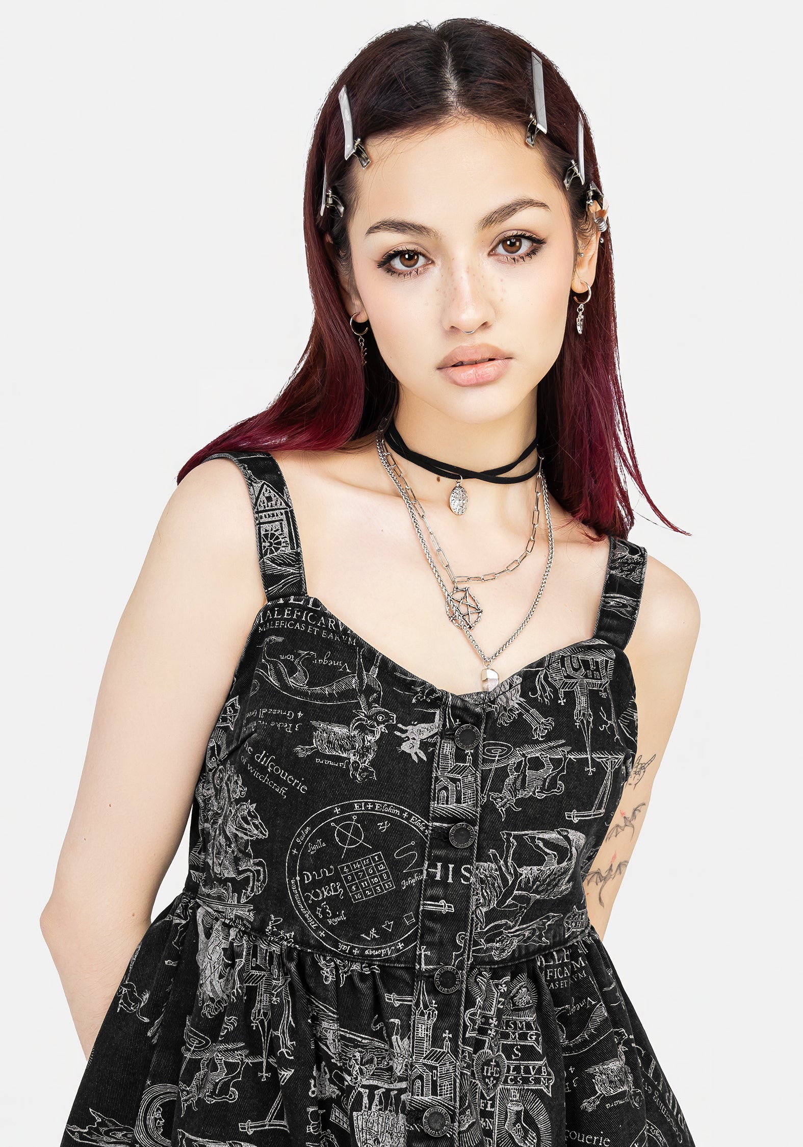 Heresy Button Up Mini Apron Dress