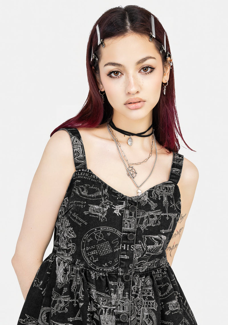 Heresy Knopf Hoch Mini Schürze Kleid