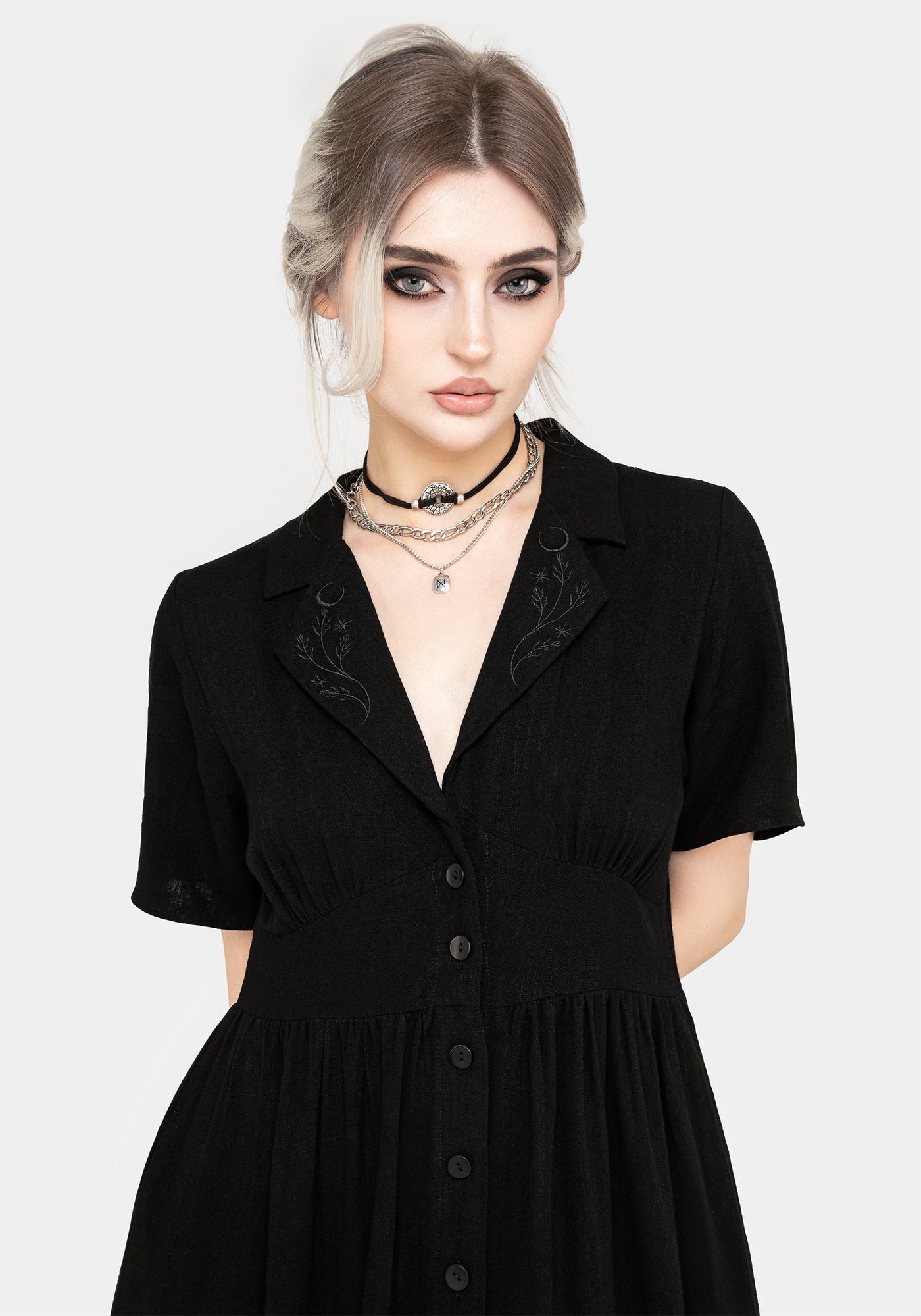 Disturbia | Jasmine Embroidered Midi Shirt Dress | Dresses