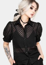 Chevron Button Up Blouse Top