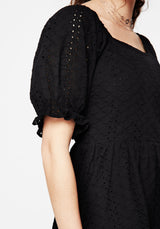 Euthymia Broderie Puff Sleeve Mini Dress