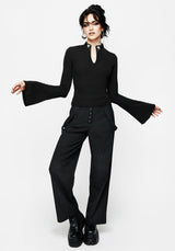 Styx Moth Choker Collar Flare Sleeve Top