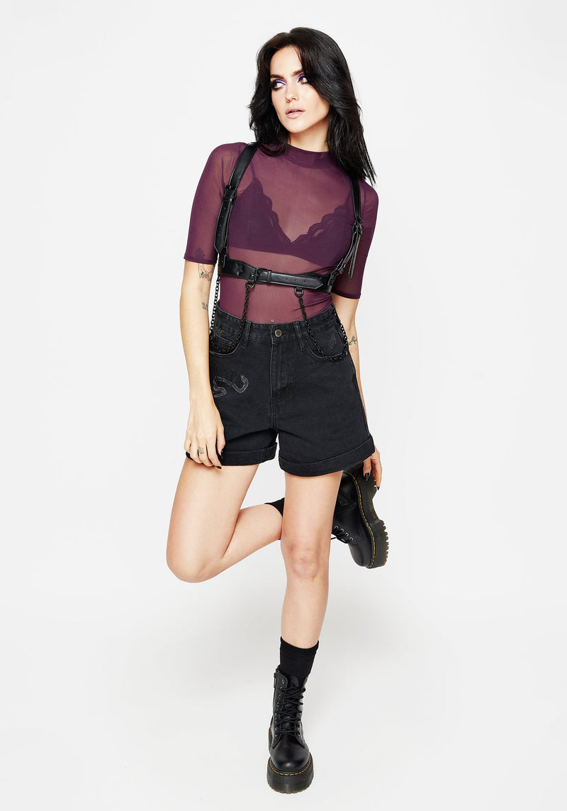 Jinx Mesh Short Sleeve Top - Purple