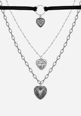 Deceiver Heart Layered Choker Necklace