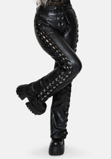 Mortis Laced Straight Leg PU Trousers