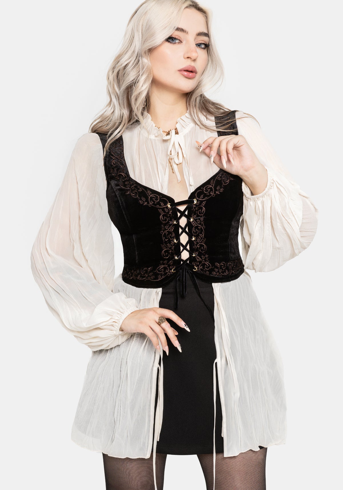 Villain Textured Blouse - White EU 34