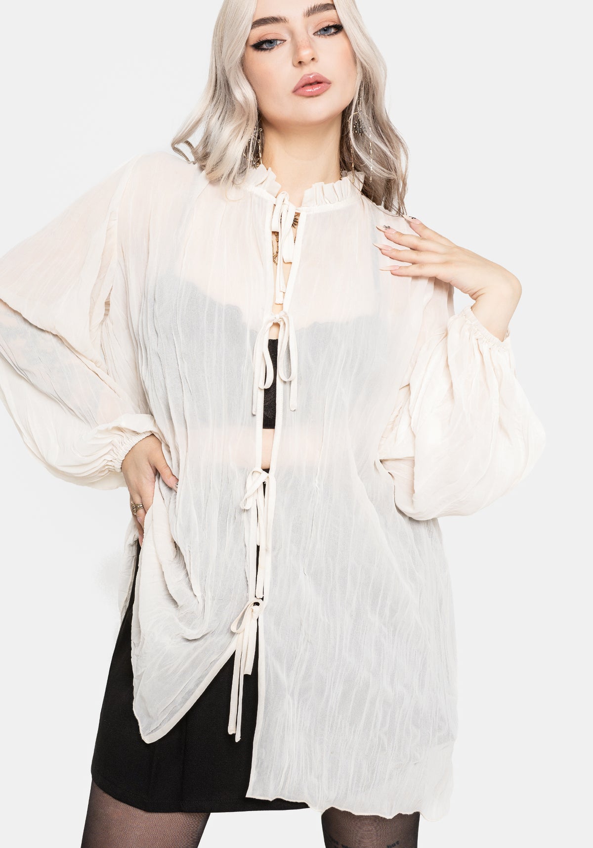 Villain Textured Blouse - White EU 34