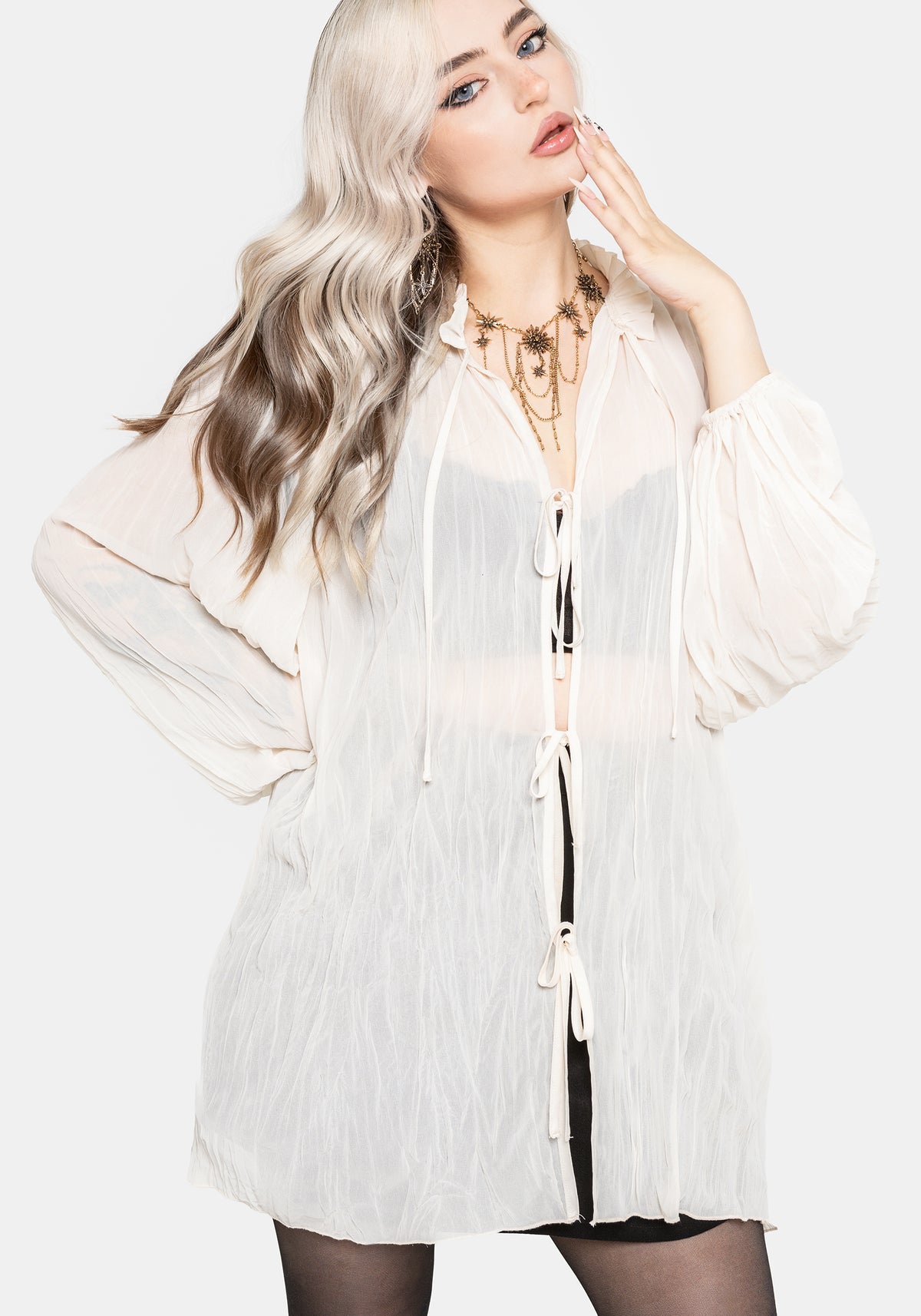 Villain Textured Blouse - White EU 34
