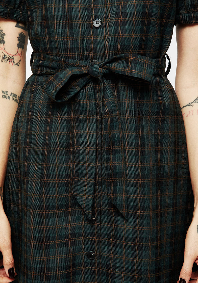 Nightingale Check Collar Mini Shirt Dress