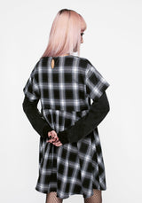 Hypnos Layered Sleeve Check Mini Smock Dress