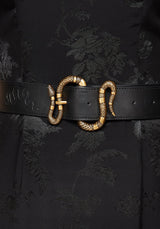 Mamba Debossed Belt With Snake Buckle - Brass