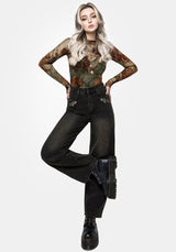 Veltha Floral Embroidered Denim Barrel Leg Jeans