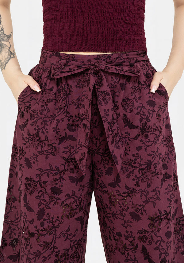 Morgana Cotton Broderie Tie Waist Culottes