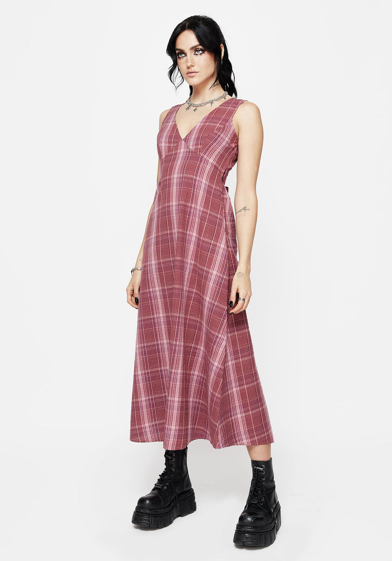 Zorina Cotton Check Midaxi Dress