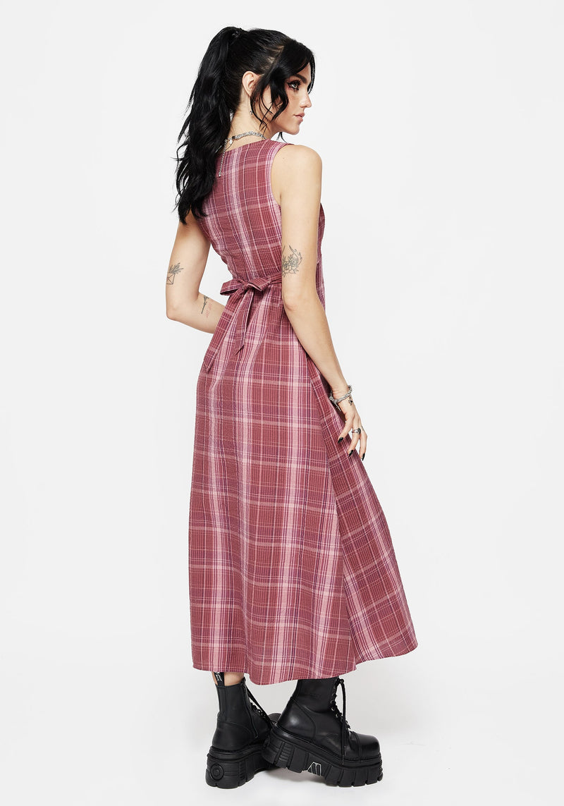 Zorina Cotton Check Midaxi Dress