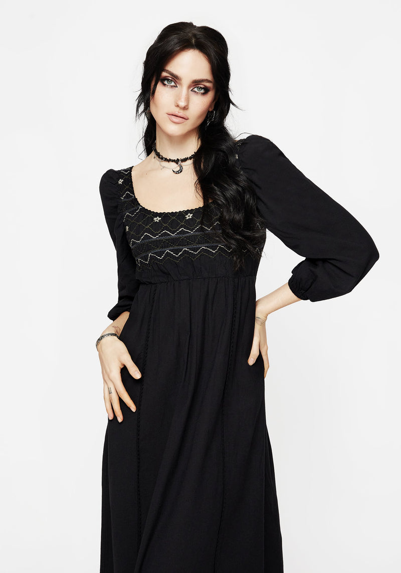 Larissa Hand Embroidered Smocked Midaxi Dress