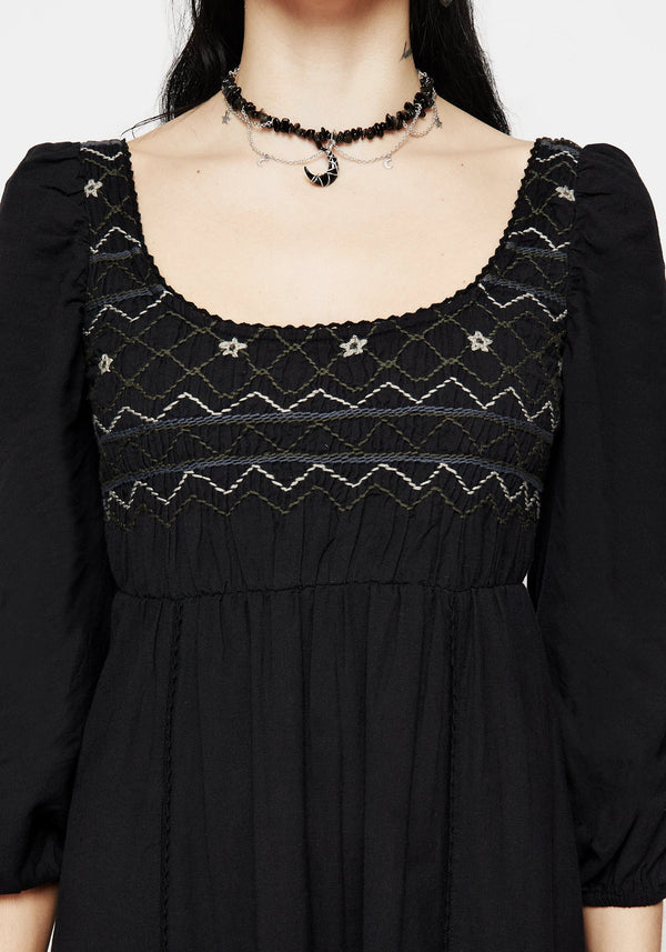 Larissa Hand Embroidered Smocked Midaxi Dress