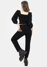 Larissa Hand Embroidered Smocked Puff Sleeve Top