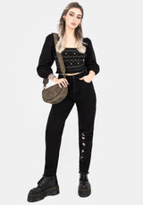 Larissa Hand Embroidered Smocked Puff Sleeve Top