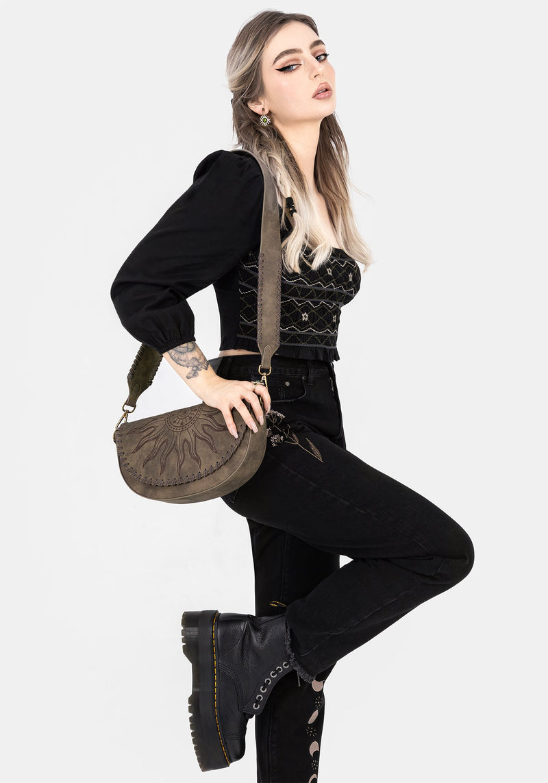 Larissa Hand Embroidered Smocked Puff Sleeve Top