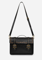 Rosamoth Buckle Vine Embroidered Satchel Bag - Black