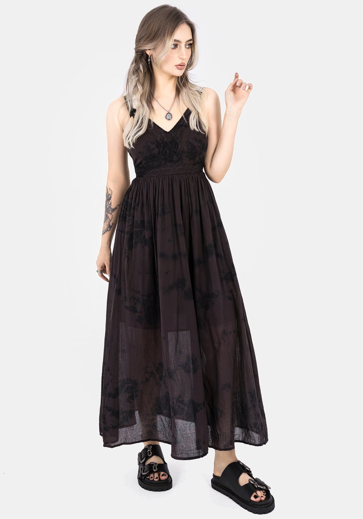 Burnout Tie Die Cotton Midaxi Dress